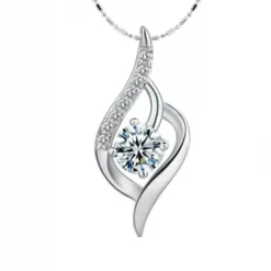 sterling silver necklace with zirconia pendant