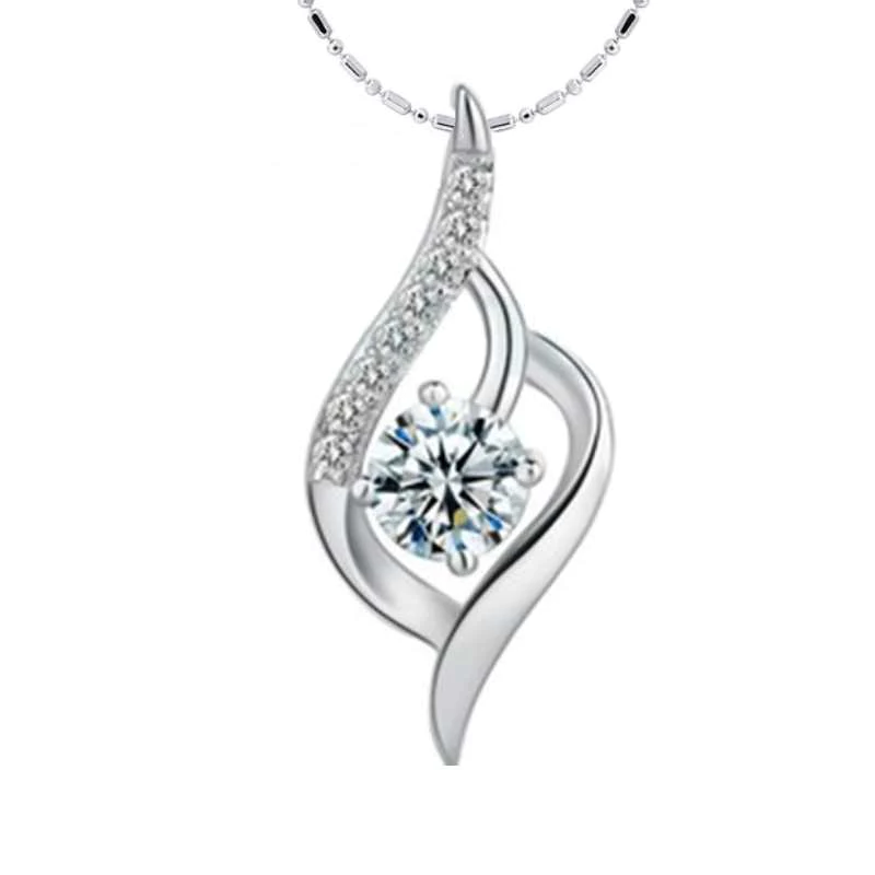 sterling silver necklace with zirconia pendant