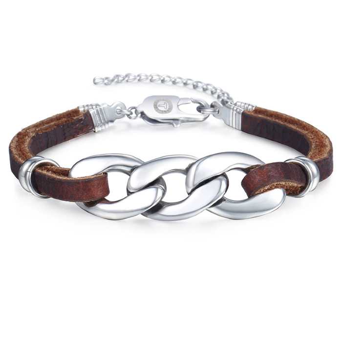 Cool Men Bracelet ,Chain Leather Bracelet