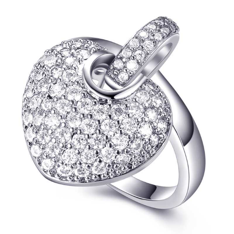 Cubic Zirconia Heart Promise Ring, charm ring