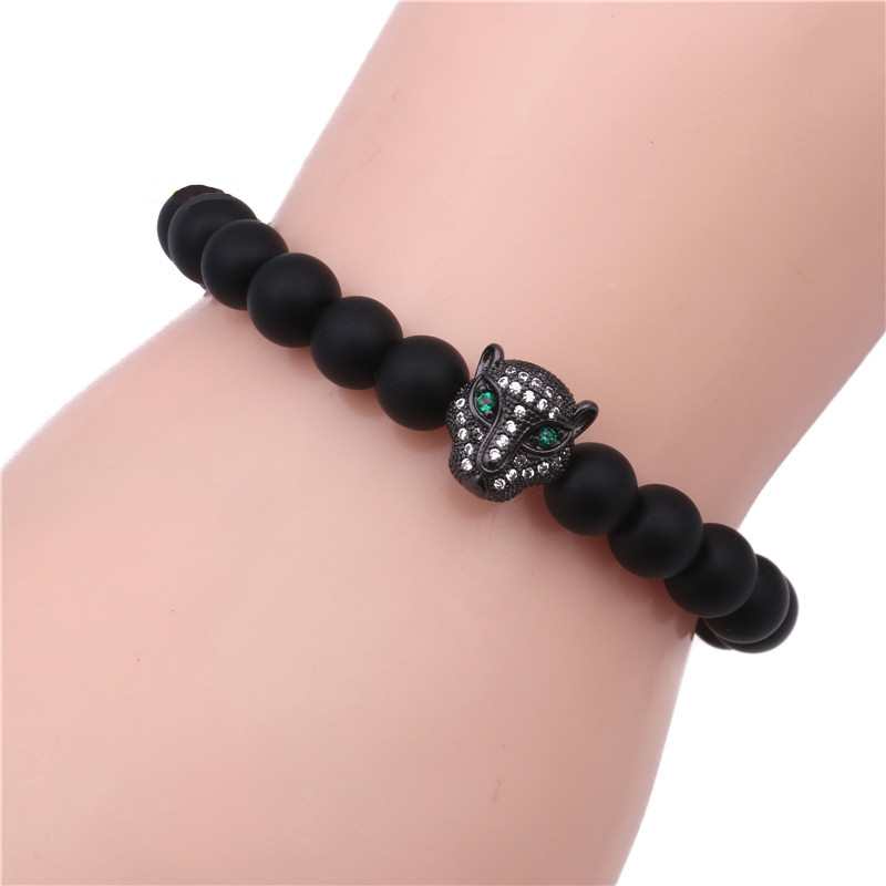 leopard black beads bracelet onyx