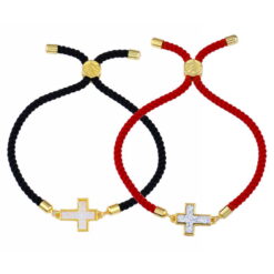 Cross Charm Cord Bracelets for Couples