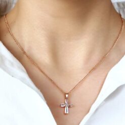 rose gold cross necklace for women