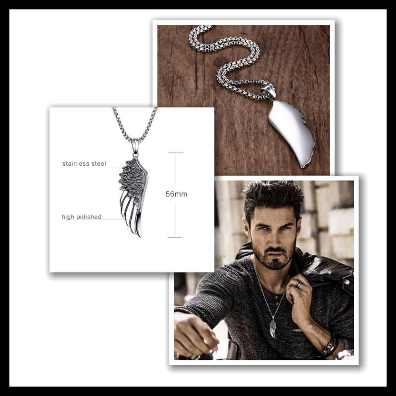angel wing mens necklace