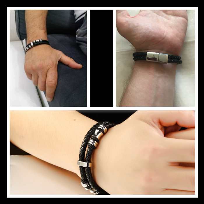 double layer men braided leather bracelet