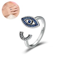 sterling silver evil eye ring
