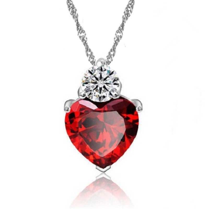 heart necklace red pendant platinum