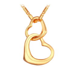 interlocking heart charm necklace gold