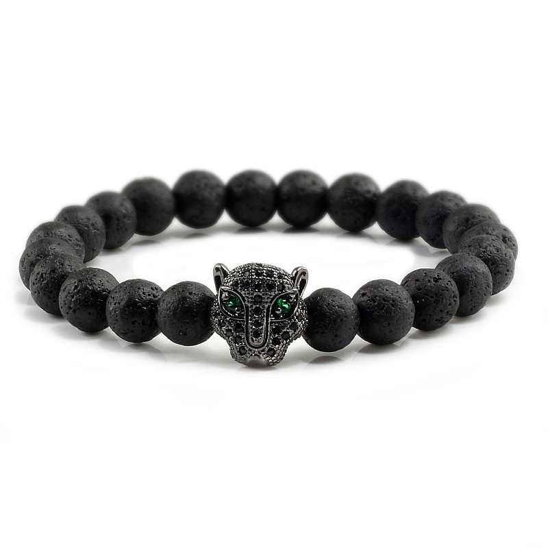 lava stone bracelet, leopard bracelet for men