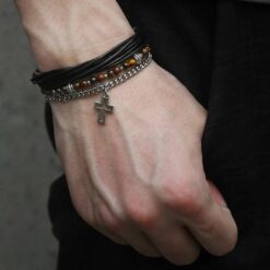 men's layered bracelet