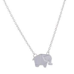 Silver Origami Elephant Necklace, Elephant Pendant Necklace