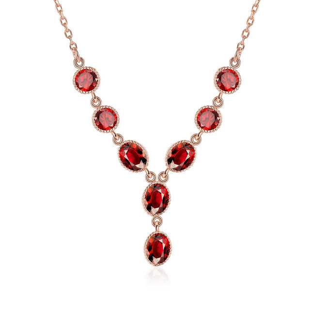 ruby red necklace for women, rose gold red necklace
