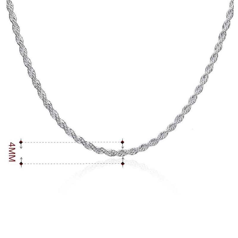 sterling-silver-chain-necklace-women, rope-chain-necklace, rope chain