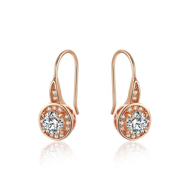 Plated Rose Gold Earrings- Cubic Zirconia Diamond Earrings