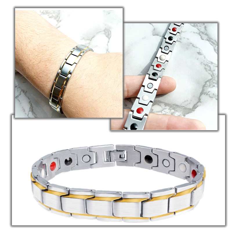 Magnetic Bracelet for Men Stainless Steel Silver Gold