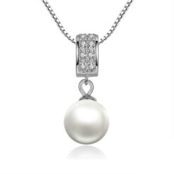 Sterling Silver Necklace Single Pearl Pendant