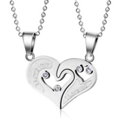 interlocking heart necklace couple split heart necklace