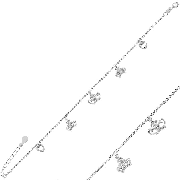 sterling silver chain bracelet crowns