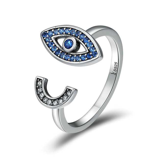 sterling silver evil eye adjustable ring