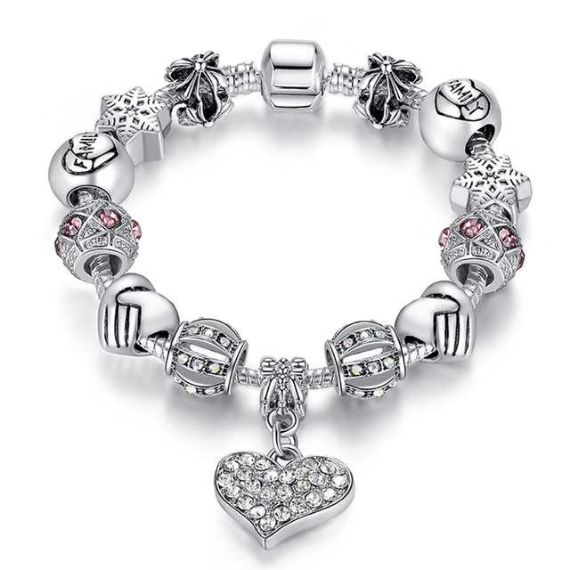 Silver Heart Charm Bracelet for Women