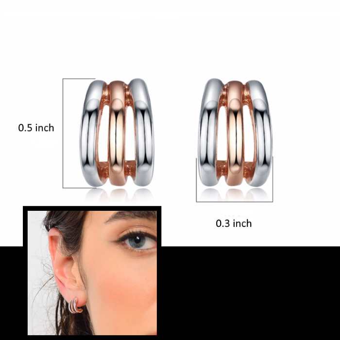 Huggie Earrings- Silver Rose Gold Stud Earrings