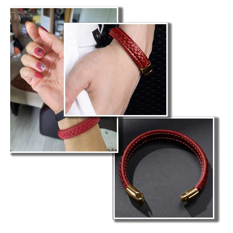red leather gold clasp