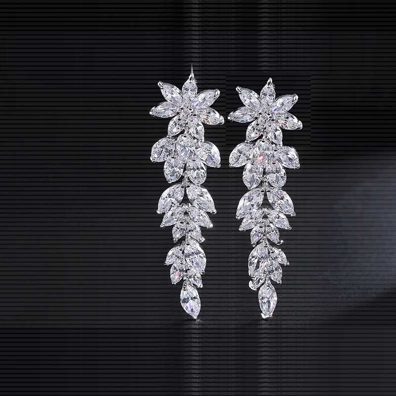white crystal bridal earrings