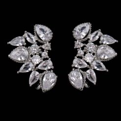 White Crystal Cluster Earrings