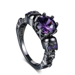 Skull Ring With Amethyst Stone