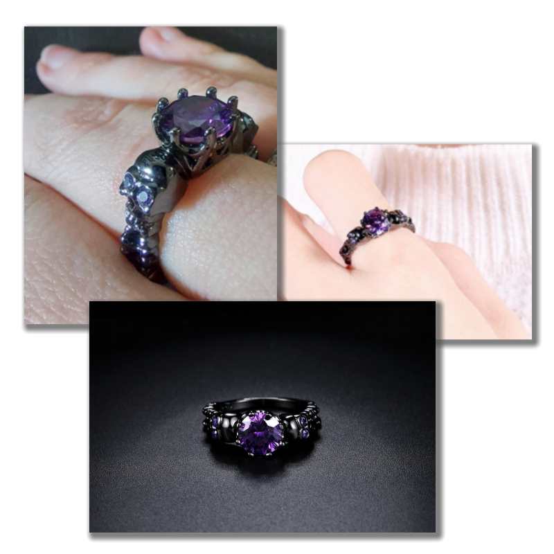 purple stone skull ring
