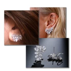 White crystals cluster earrings