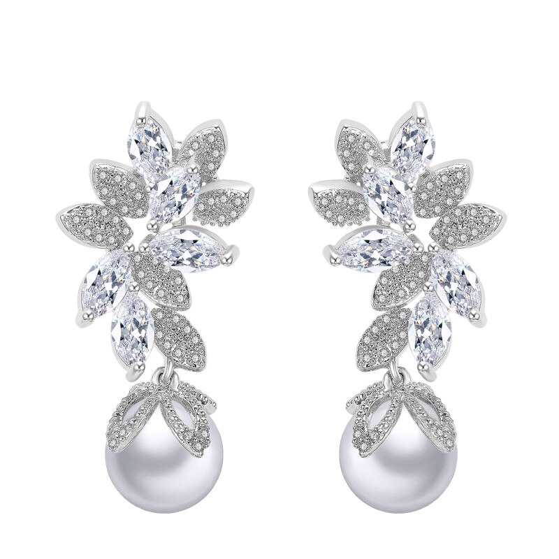Pearl Crystal Bridal Earrings